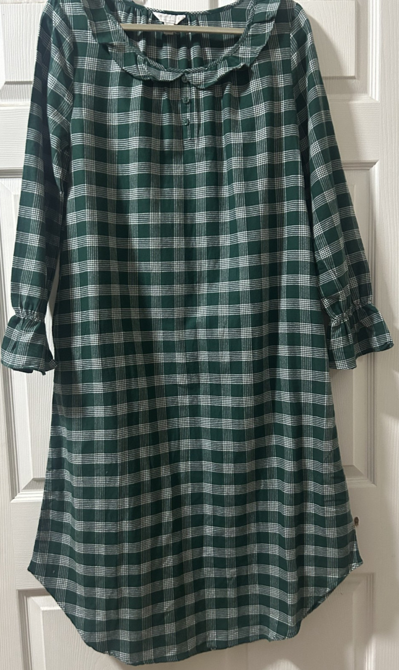 Women's Houndstooth S Plaid Green Cottage Cabin traditional Nightgown sleep gown